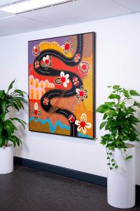 Painting on wall in office