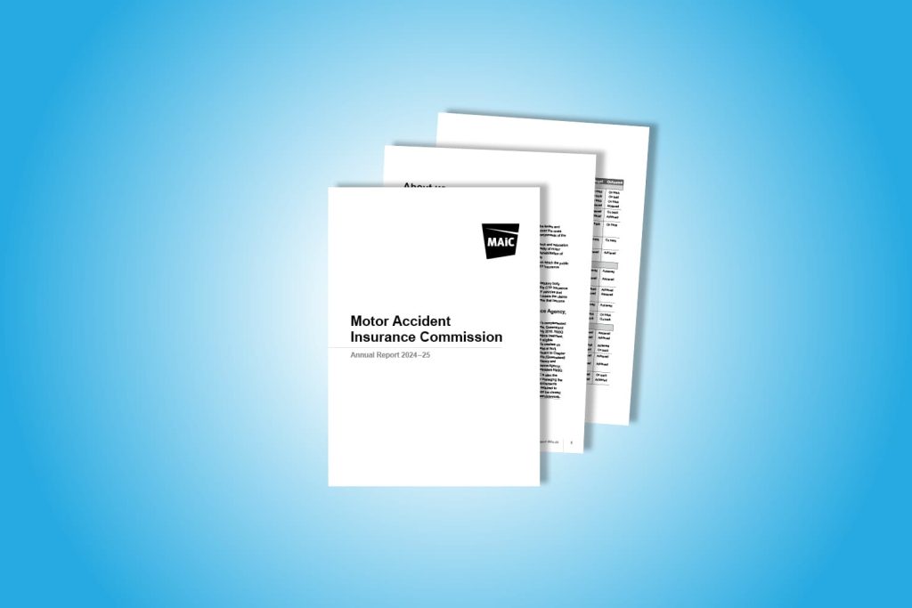 MAIC annual report pages on a light blue background.
