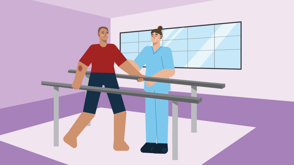 Man doing rehab with physio