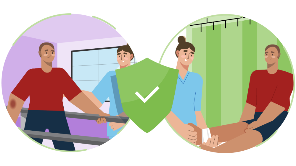 young man rehabilitation with physio